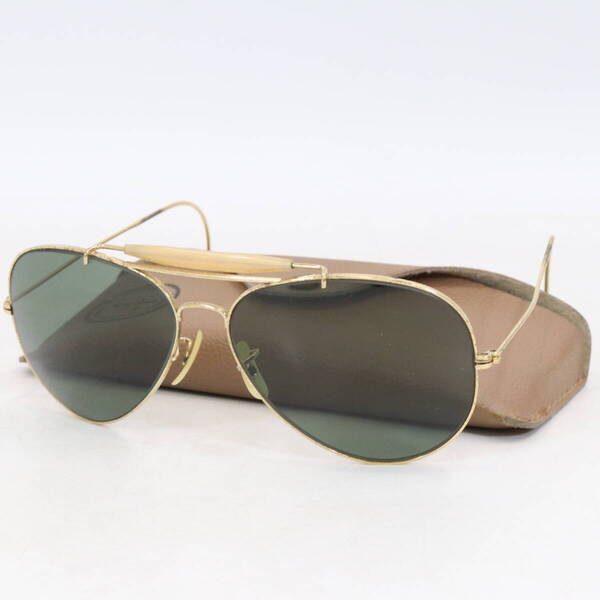 Ray-Ban レイバン サングラス B&L U.S.A アビエーター ゴールド ブラック 62□14 ティアドロップ 難アリ【中古】 / 10747 MK