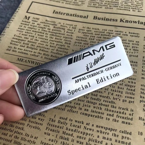 【ゆうパケット送料込】AMG Special Edition エンブレムプレート シルバー(ツリー色なし版) 縦3.2cm×横8㎝ メルセデスベンツ