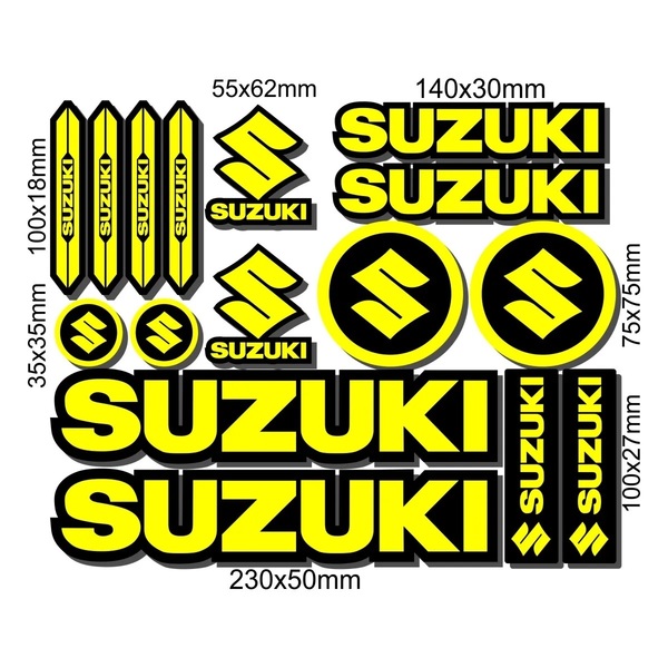 【ゆうパケット送料込】SUZUKI(スズキ) 大判ステッカー イエロー 横31.5cm×縦26cm ④
