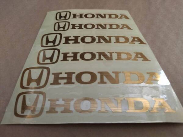 【ゆうパケット送料込】 HONDA(ホンダ) 耐熱ステッカー ゴールド 大中小6枚セット ① 本田
