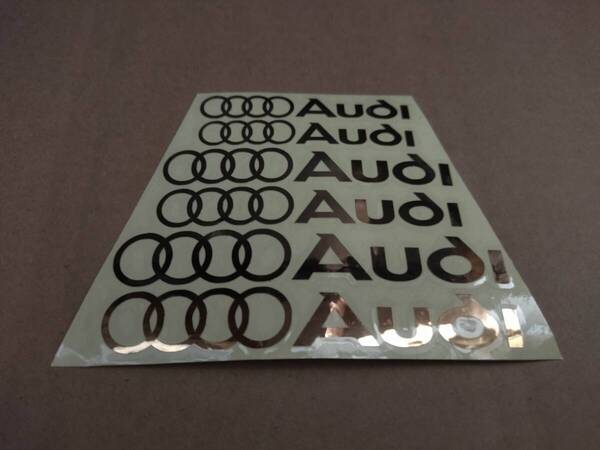 【ゆうパケット送料込】Audi(アウディ) 耐熱ステッカー ゴールド 大中小6枚セット ①