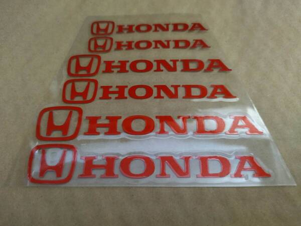 【ゆうパケット送料込】 HONDA(ホンダ) 耐熱ステッカー レッド 大中小6枚セット ② 本田