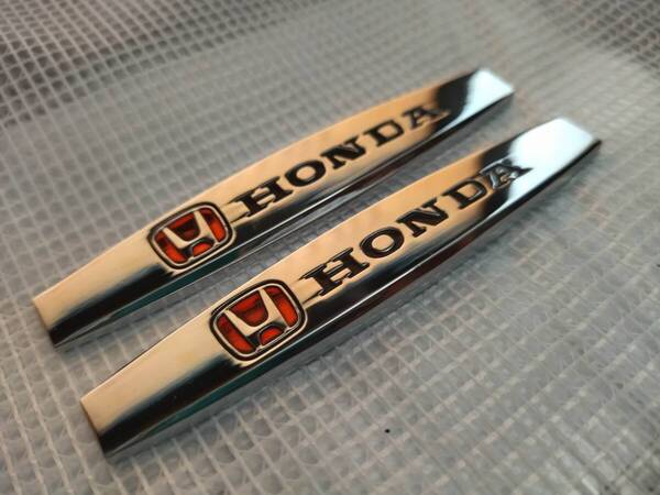 【ゆうパケット送料込】HONDA エンブレムプレート 縦2cm×横10cm×厚5mm 2枚組 ② ホンダ 本田