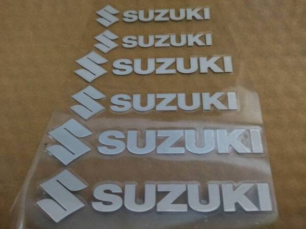 【ゆうパケット送料込】SUZUKI(スズキ) 耐熱ステッカー シルバー 大中小6枚セット ⑦