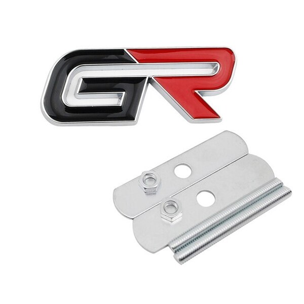 【ゆうパケット送料込】GR(ガズーレーシング) 3Dエンブレム(Fグリル用) 黒/赤/メッキ 横7.3cm×縦3cm×厚さ4mm ⑥ TOYOTA GAZOO Racing