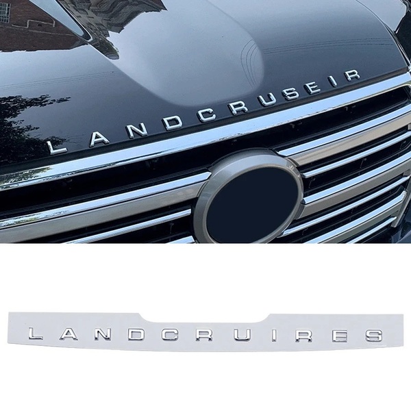 【ゆうパケット送料込】LANDCRUISER(ランドクルーザー) ボンネットエンブレム メッキシルバー 横67cm×縦2.2cm×厚さ5mm ビッグサイズ