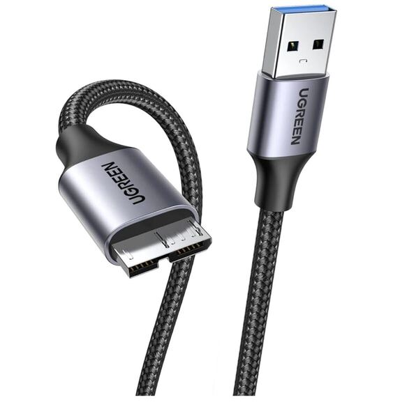 UGREEN USB3.0 ケーブル Microb タイプAオス - マイクロタイプBオス USB3.0マイクロケーブル 高耐久性 ナイロン編み 2m