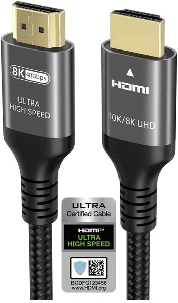 Ubluker 10k 8k 4k HDMI 2.1 ケーブル 3m、(HDMI認証)超高速 HDMI ケーブル 4k 120Hz 144Hz 2k 165Hz 8k 60Hz ARC eARC 48Gbps 1ms 12bit