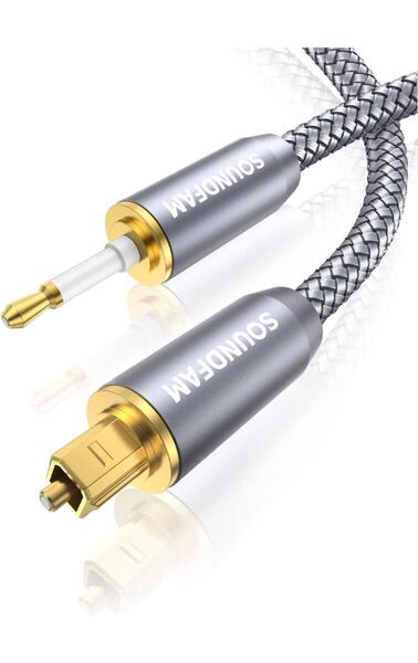 SOUNDFAM Mini 光デジタルケーブル, TOSLINK-ミニTOSLINKケーブル ナイロン編組 光角型-3.5mm光丸型 オーディオケーブル ホームシアター 5m
