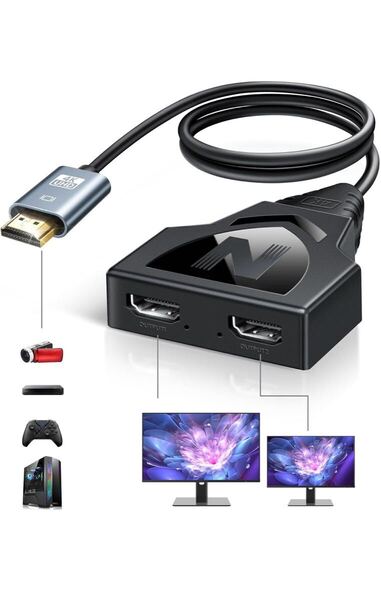【2025新型HDMIケーブル分配器】NEWCARE 4K HDMI スプリッター1入力2出力 同時出力 HDMI HD、LED、LCD用 1対2