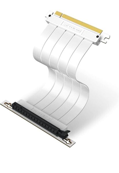 EZDIY-FAB PCIe 4.0 X16ライザーケーブル 高速シールド垂直GPUマウント用 PCI-E Gen4対応 延長ライザーカード 直角コネクタ 白 - 20cm 90度
