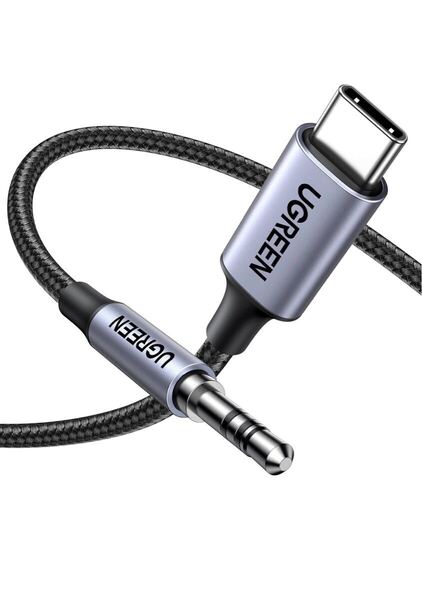 UGREEN AUX ケーブル USB C 3.5mm 変換ケーブル 【ハイレゾ音質】 DAC搭載 高耐久性ナイロン編み USB C AUX 変換ケーブル Type C to 3.5mm