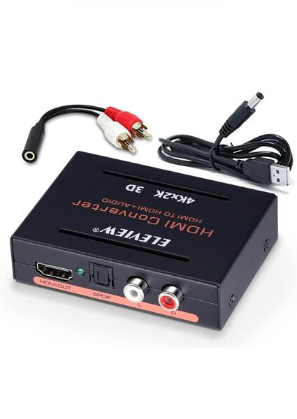 ELEVIEW HDMI 音声分離器 4K HDCP1.4 光デジタル R/L白赤アナログ PS4slim /Nintendo Switch/Fire TV Stickなど対応 オプティカル SPDIF