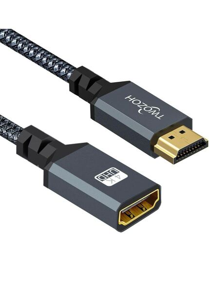 Twozoh HDMI延長ケーブル HDMIオス-メス,コード ナイロン編組,HDMI 2.0ケーブルアダプター 4K@60Hz 3D HDR (0.3M) 対応