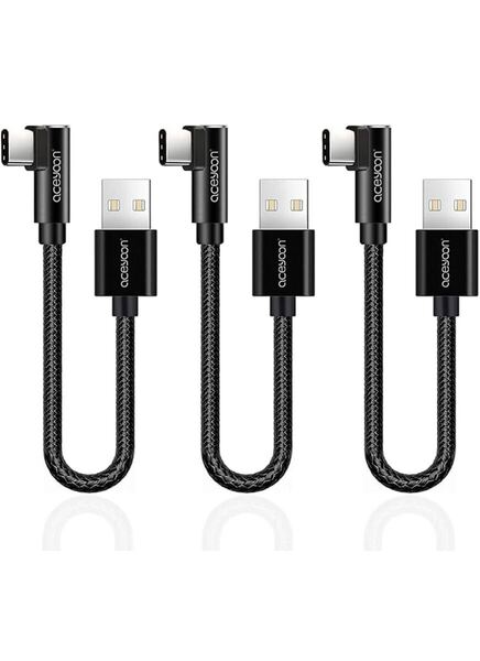 aceyoon USB C ケーブル L字 20cm 3本セット タイプC ケーブル L型 0.2m 90度 垂直 急速充電 最大2.4A 高速データ伝送