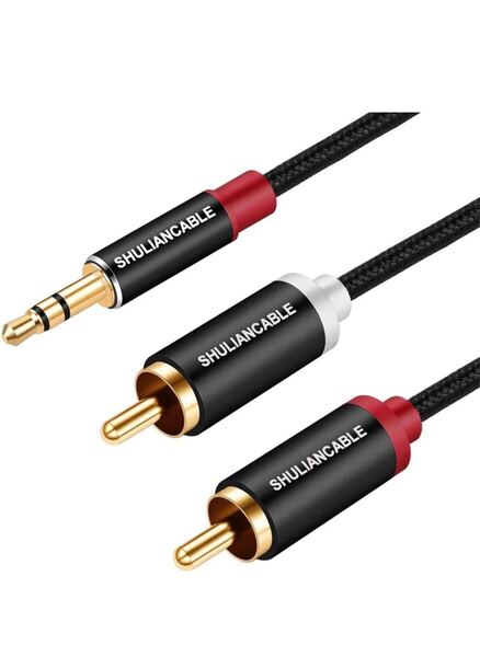 SHULIANCABLE 3.5mm to 2RCA 変換 ステレオオーディオケーブル, オス to 2*オス RCA ケーブル