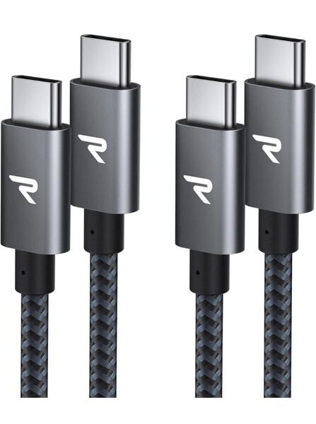 【2本セット】RAMPOW USB C ケーブル【1m+1m/グレー PD対応 60W急速充電】タイプc ケーブル データ転送 断線防止 高耐久ナイロン iPhone