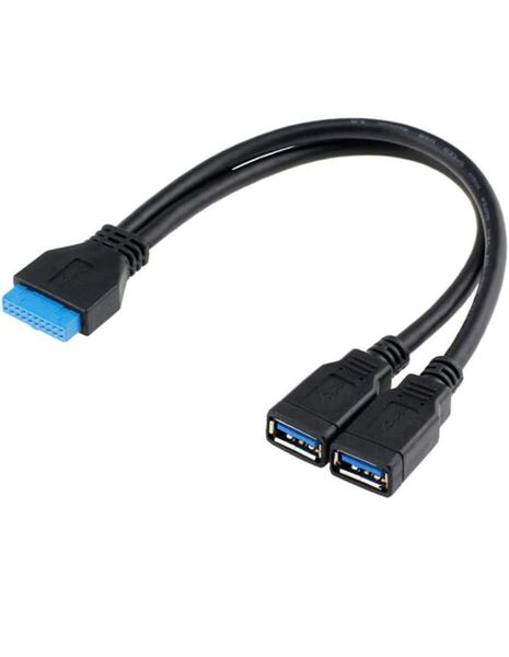 オーディオファン USB3.2 Gen1 メス 2ポート マザーボード 20ピン コネクタ USB3.0 USB3.1 Gen1 5Gbps 30cm