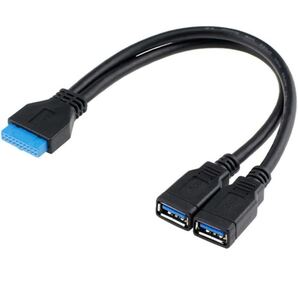 オーディオファン USB3.2 Gen1 メス 2ポート マザーボード 20ピン コネクタ USB3.0 USB3.1 Gen1 5Gbps 30cm