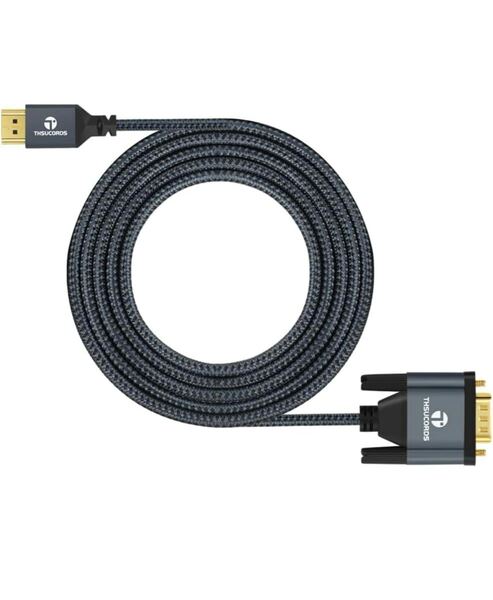 Thsucords 編組&金メッキ HDMI - VGAケーブル 1M (オス-オス) 720P/1080Pコンピューター、デスクトップ、ノートパソコン、PC、モニター対応