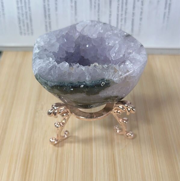 SS-0259 天然石 アメジスト クラスター Amethyst 紫水晶 原石 浄化 鉱石 ドーム 置物 一点物 パワーストーン 画像通りライト台座付き