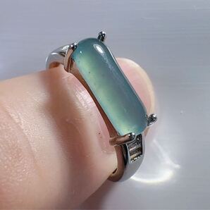 R2-01105天然本翡翠《本物保証》藍水翡翠指輪約15号 一点物 希少 縁起物 お守り 魔除け 昇進成功 風水 金運財運 幸運 幸福 パワーストーン