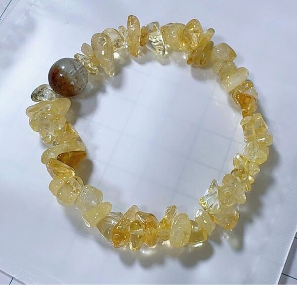 SS-0247天然石《本物保証》黄水晶 /ガデンクォーツ クリスタル ブレスレット16cm 天然石ブレスレット パワーストーン