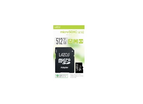 microSDXCカード LAZOS ラソス L-B512MSD10-U3V30A2 V30 A2 シリーズ 512GB 4570100011573