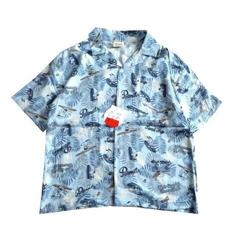 新品 ピーナッツ PEANUTS スヌーピー アロハシャツ 水色 半袖 シャツ 総柄 メンズ 5L 4XL 紳士