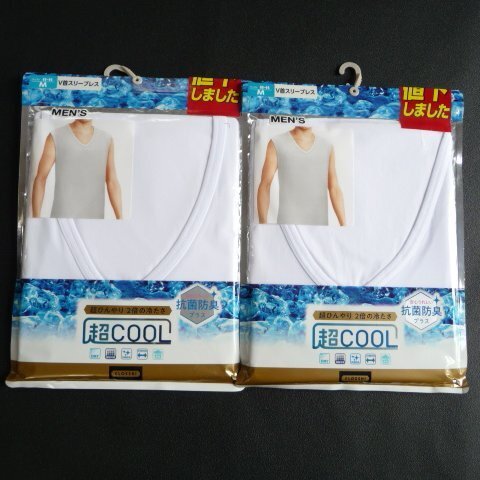 新品 スリーブレス シャツ 2枚 CLOSSHI 超COOL 冷感 2倍の冷たさ V首 M セット メンズ 紳士 Tシャツ Vネック