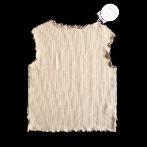 新品 daaco ハリヌキ メロー プルオーバー ノースリーブ M ベージュ タンクトップ Tシャツ カットソー 低身長 プチサイズ