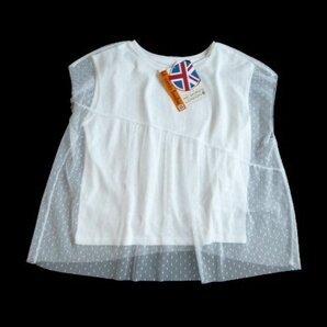 新品 ドット シアー フレンチスリーブ カットソー L トップス HK WORKS LONDON ヒロココシノ チュール Tシャツ
