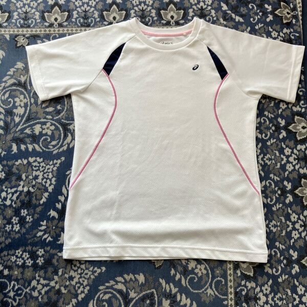 半袖Tシャツ・スポーツウェアー★白・ピンクライン★アシックス★asics(送料込み)
