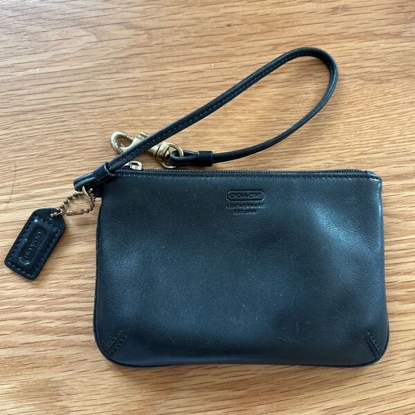COACH コーチ ポーチ 小物入れ リストレット ブラック レザー レザー 小銭入れ コインケース