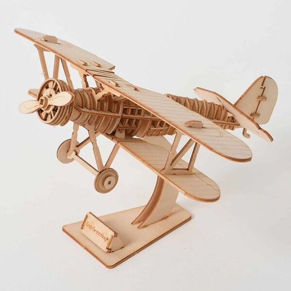 【飛行機】木製 3D ウッドクラフト キット ウッドパズル 自由研究 工作