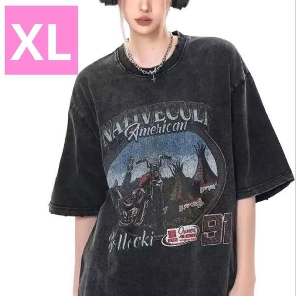 【XL/黒】ヴィンテージ加工 バンドTシャツカーキ オンライン 半袖 春 夏