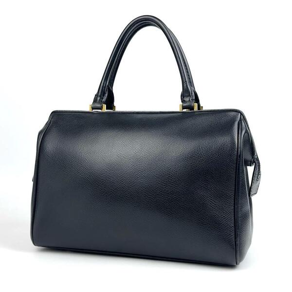 【美品】CELINE セリーヌ ハンドバッグ ミニボストン トート トリオンフ キャビアスキン ゴールド金具 フォーマル 男女兼用 レザー 黒 人気