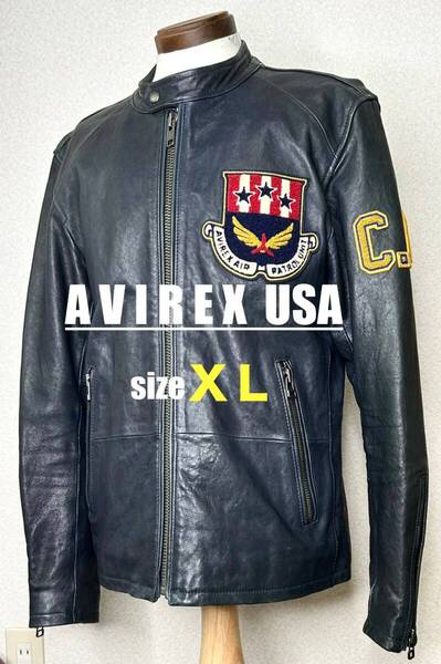 良品①AVIREX【XL】革ジャン◇gpzハーレーTOPGUN MA1 ninjaショベル★匿名配送★patrol unit