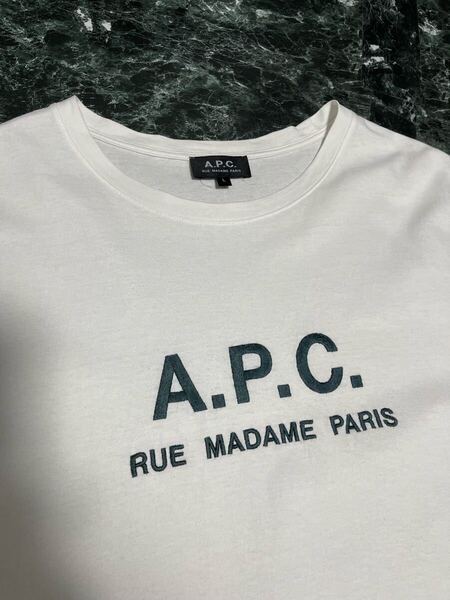 A.P.C アーペーセーロゴ 刺繍 クルーネック 半袖カットソー Tシャツ L