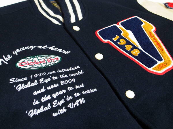 【送料無料】美品★VAN JAC ヴァンヂャケット★2009 プレミアムスタジャン★ダークネイビー★M★VAN JACKET