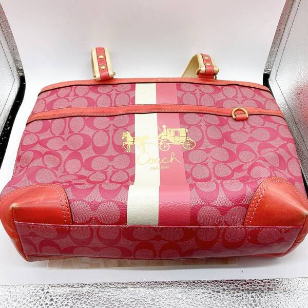 COACH コーチ トートバッグ PVCレザー ピンク 中古 正規品 送料無料