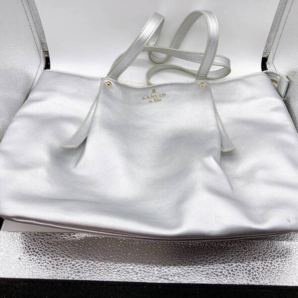 LANVIN ランバン トートバッグ シルバー 中古 正規品 送料無料