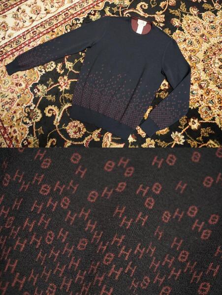 11933/ エルメス HERMES 定価40万↑『エルメスの一着から始まる冬物語』カシミア100% シェーヌダンクル&コンスタンスH柄 ニットセーター