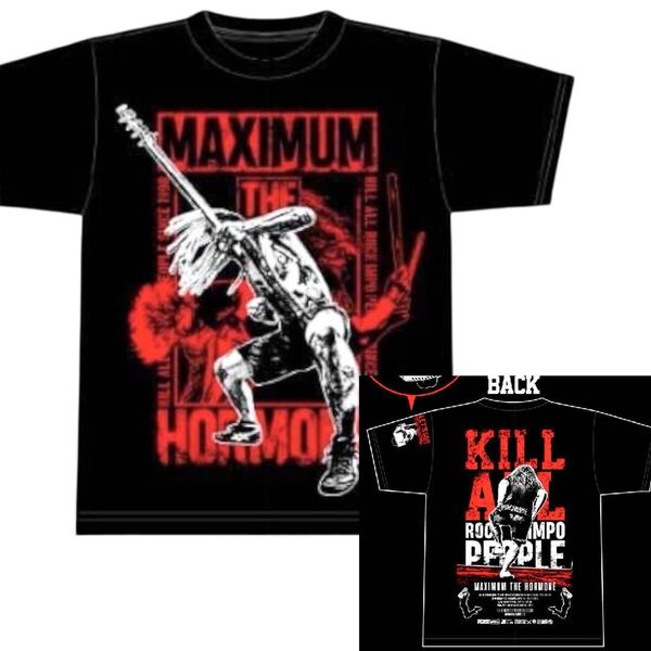 マキシマムザホルモン■KILL ALL ROCKIMPO PEOPLE Tシャツ M 黒 ブラック 赤 Maximum The Hormone ヘドバン 上ちゃん バンT バンドTシャツ
