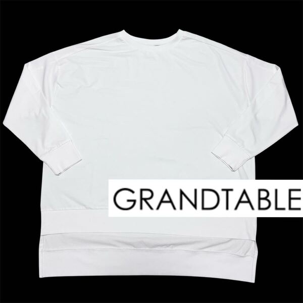 良品■GRANDTABLE■ワイドシルエット カットソー ドロップショルダー M 38 白 ホワイト ストレッチ ニットジャージ 前後差 グランターブル