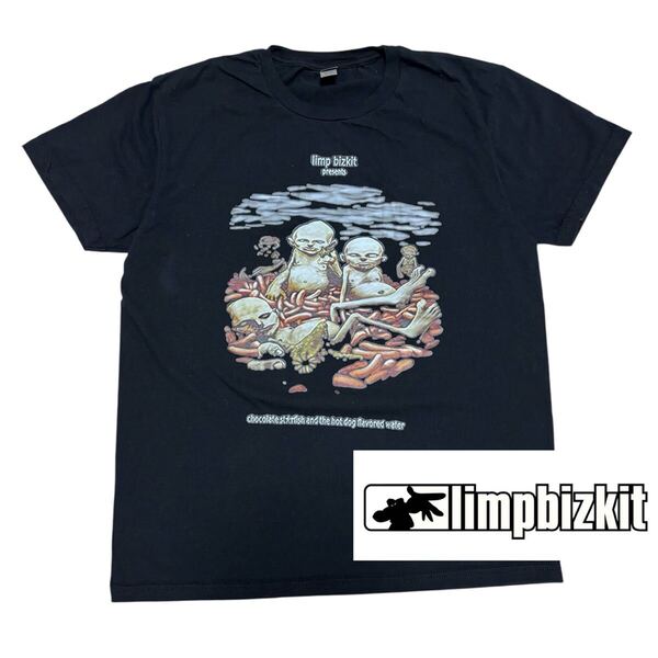 00s ヴィンテージレプリカ■LIMP BIZKIT■ツアー Tシャツ L ブラック chocolate starfish and the hot dog flaverd water world tour バンT