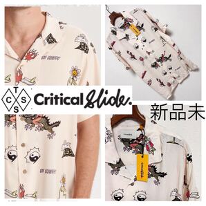新品未■Critical Slide TCSS■アロハシャツ ドラゴン タトゥー L ECRU ピンクベージュ オープンカラー 花柄 サーフ 定価12,400円