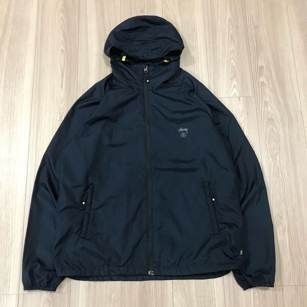 STUSSY OLD windbreaker Nylon Jacket NAVY ステューシー パーカー トラック ジャケット ナイロン ジャージ ブルゾン スタジャン ネイビー