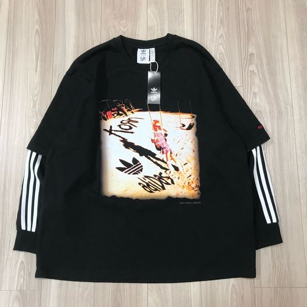 adidas originals Korn Long Sleeve T-shirt 2XL XXL BIG SIZE アディダス オリジナルス コーン コラボ トラック バンド Tシャツ ロンT