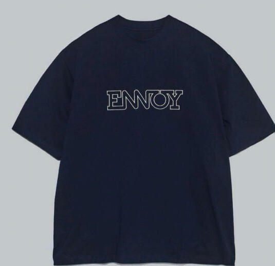 送料無料 ネイビー・XXL ENNOY ELECTRIC LOGO EMB T-SHIRT (NAVY × WHITE) 新品 Navy Tシャツ エンノイ エレクトリックロゴ EMB Tシャツ